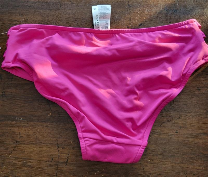 NWOT Seafolly 6 USA Multi Strap Hipster Full Coverage Bikini Bottom Pink 123066