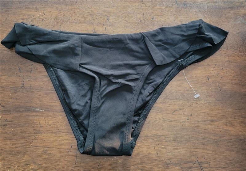 NWOT Robin Piccone Lina XS Black Ruffle Bikini Swim Bottom 123071