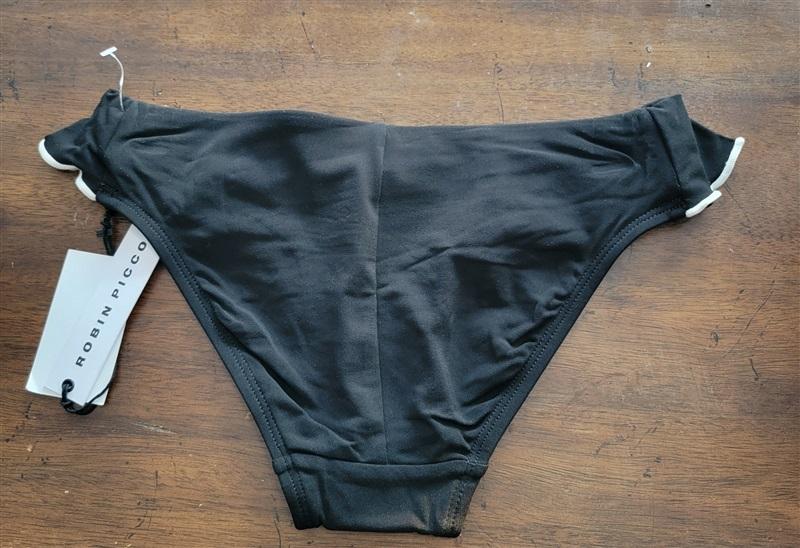 NWT Robin Piccone Malia XXS Black Ruffle Bikini Swim Bottom 123101