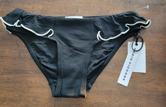 NWT Robin Piccone Malia XXS Black Ruffle Bikini Swim Bottom 123101
