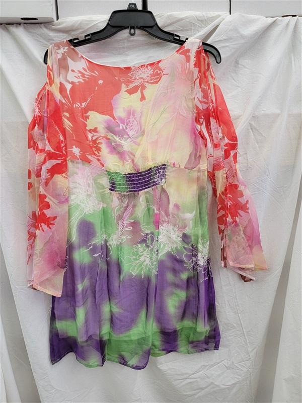 NWOT Glam Boutique SMALL Floral Butterfly Sleeve 100% Silk Mini Dress 123105