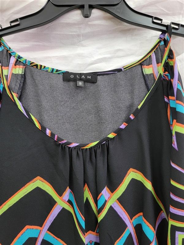 NWOT Glam Boutique M Neon Cathedral Cold Shoulder Shift Dress 123111