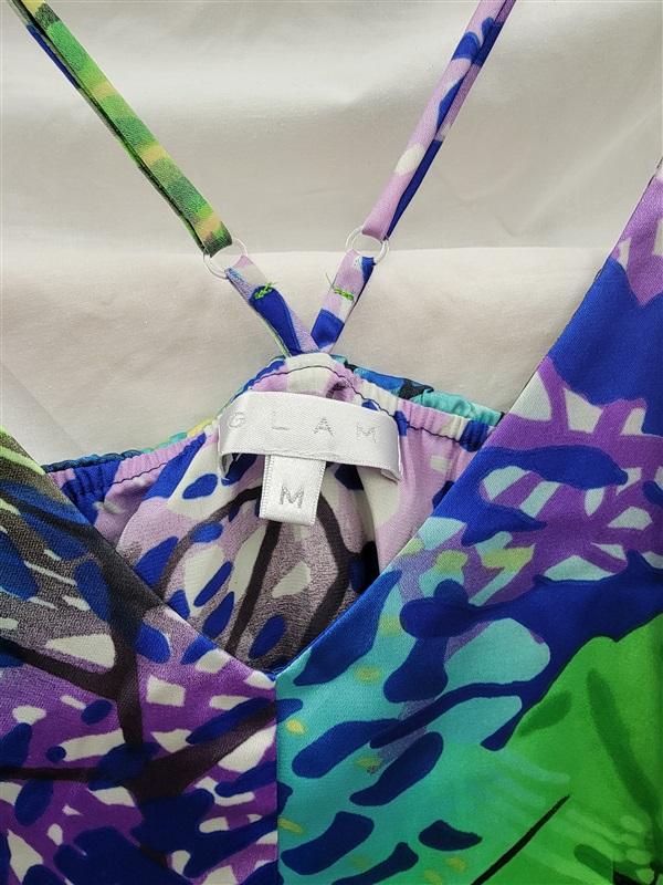 NWOT Glam Boutique M Butterfly Spaghetti Strap Blue Green Mini Dress 123126