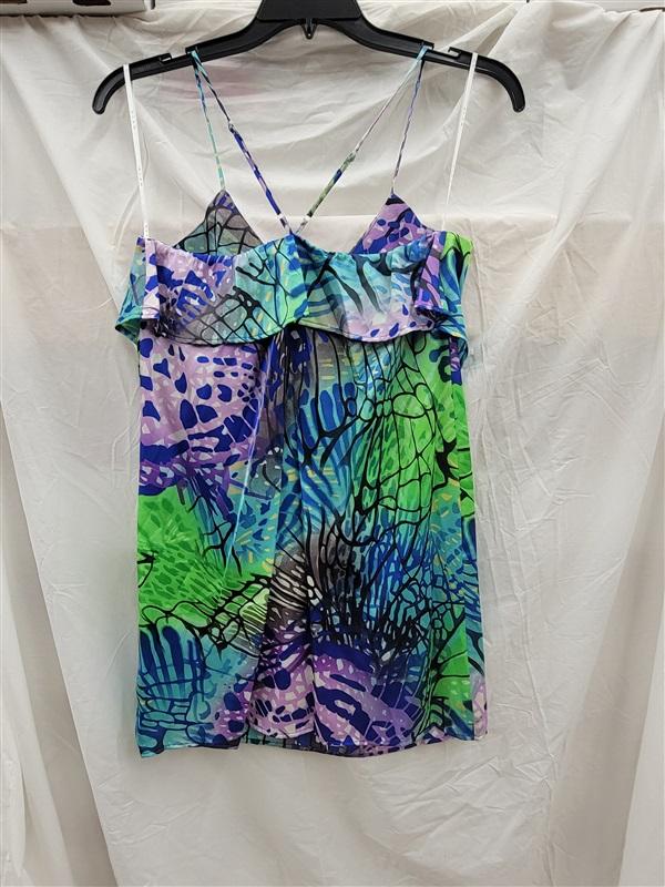 NWOT Glam Boutique M Butterfly Spaghetti Strap Blue Green Mini Dress 123126