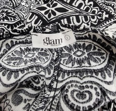 NWOT Glam Boutique L Medallion Spaghetti Black White Handkerchief Dress 123127