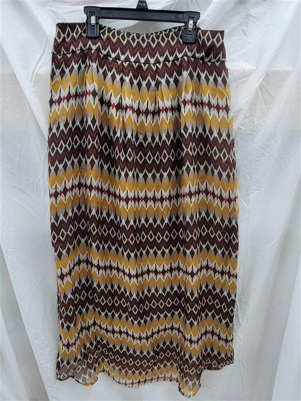 NWOT Glam Boutique M Geometric 100% Silk Long Skirt 123131
