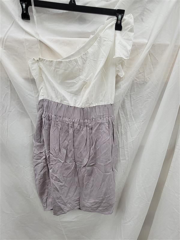 NWOT Lucy & Co M Roses White Gray 1 Shoulder Shift Dress 123132