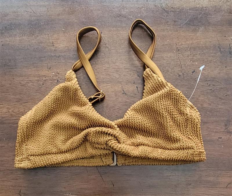 NWOT Good American SM or 1 ALWAYS FITS TWIST BIKINI TOP Bronze 123145