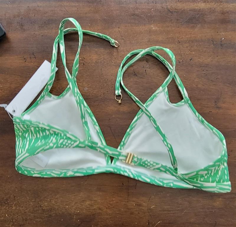 NWT Jonathan Simkhai Large Abstract Fern Triangle Bikini Top Green 123151