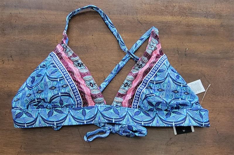 NWT La Blanca Island Goddess SZ 8 Halter Triangle Bikini Swim Top Blue 123153