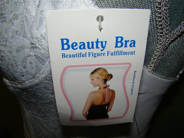 NWT Beauty Bra 34C Low Plunge Lace BS7002 White Long Line Strapless 123177