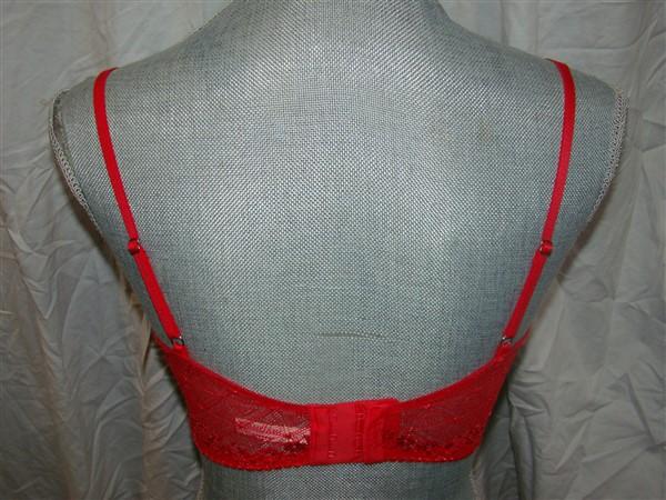 NWT OnGossamer 34C Beautifully Basic Lace Balconette Bra Bustier G4001 Red 123182