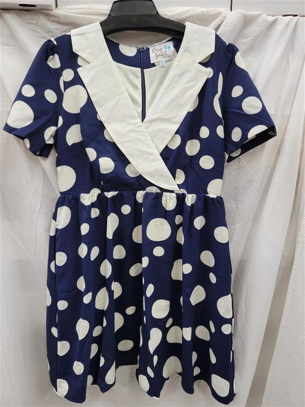 NWOT Bea & Dot XL Mod Cloth Retro Polka Dot Blue Dress 123194