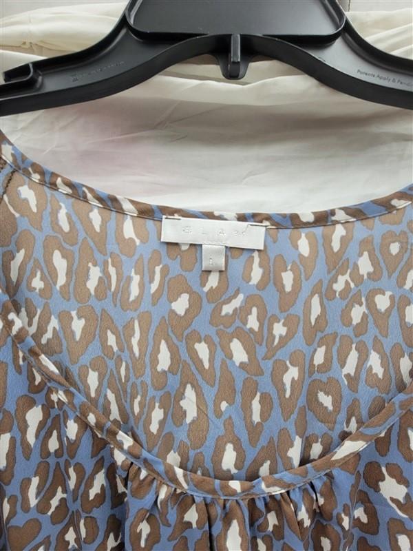 NWOT Glam Boutique L Cheetah Spot Blue Cold Shoulder Shift Dress 123216
