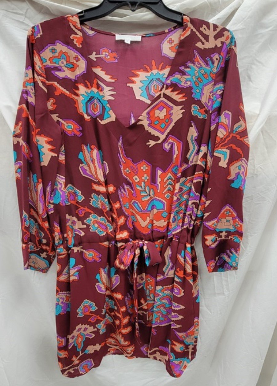 NWT Glam Boutique SMALL Western Tie Blouson Mini Dress 123218
