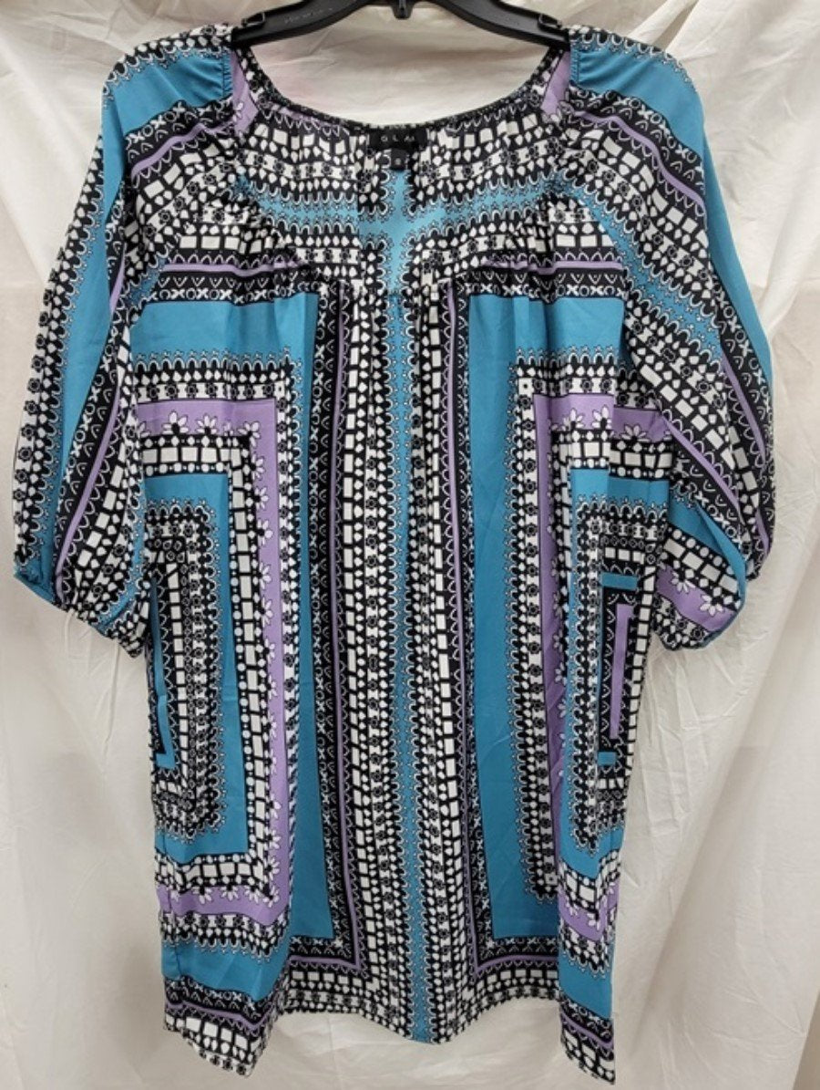 NWOT Glam Boutique SMALL Blue Purple Stripe Shift Dress 123223