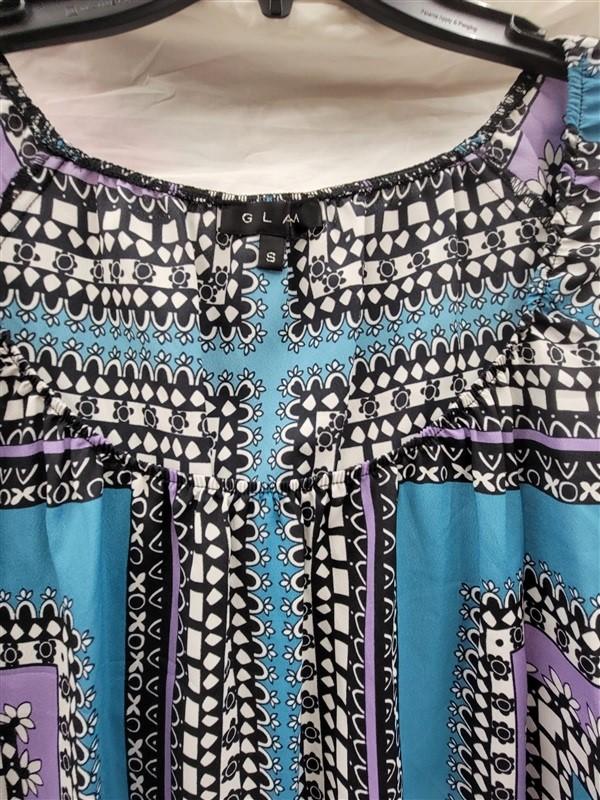 NWOT Glam Boutique SMALL Blue Purple Stripe Shift Dress 123223