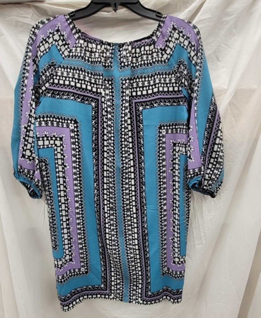 NWOT Glam Boutique SMALL Blue Purple Stripe Shift Dress 123223