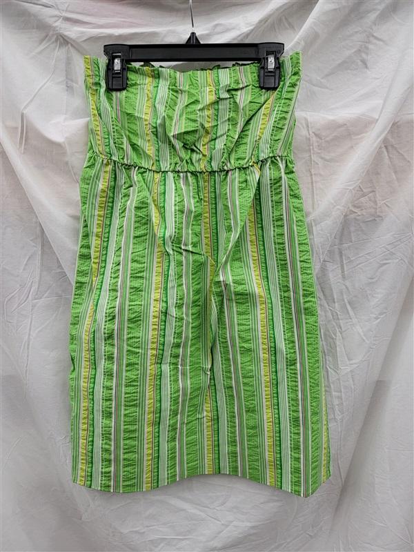 NWOT Glam M Strapless Bandeau Club Mini Dress Green Stripe 123229