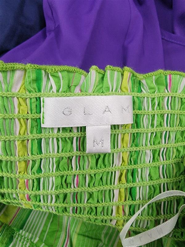 NWOT Glam M Strapless Bandeau Club Mini Dress Green Stripe 123229