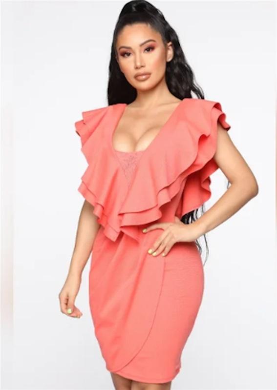 NWT Fashion Nova SM Life's A Little Ruffle Mini Dress Green Body Con 123232