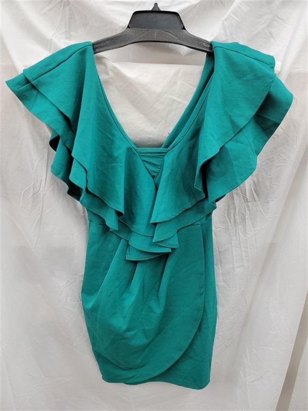 NWT Fashion Nova SM Life's A Little Ruffle Mini Dress Green Body Con 123232