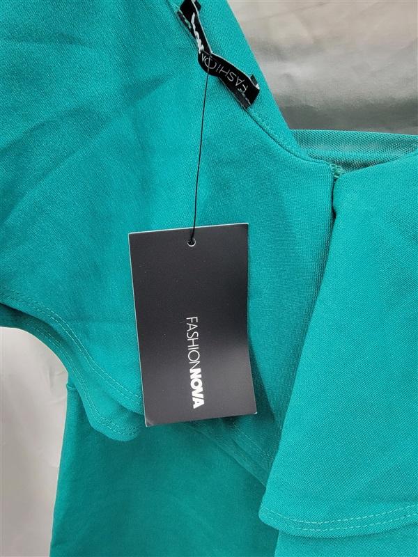 NWT Fashion Nova SM Life's A Little Ruffle Mini Dress Green Body Con 123232
