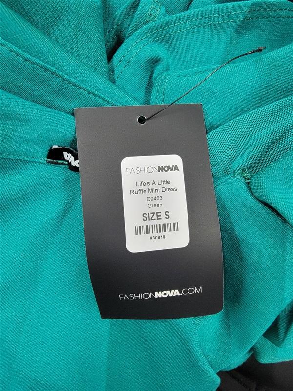 NWT Fashion Nova SM Life's A Little Ruffle Mini Dress Green Body Con 123232