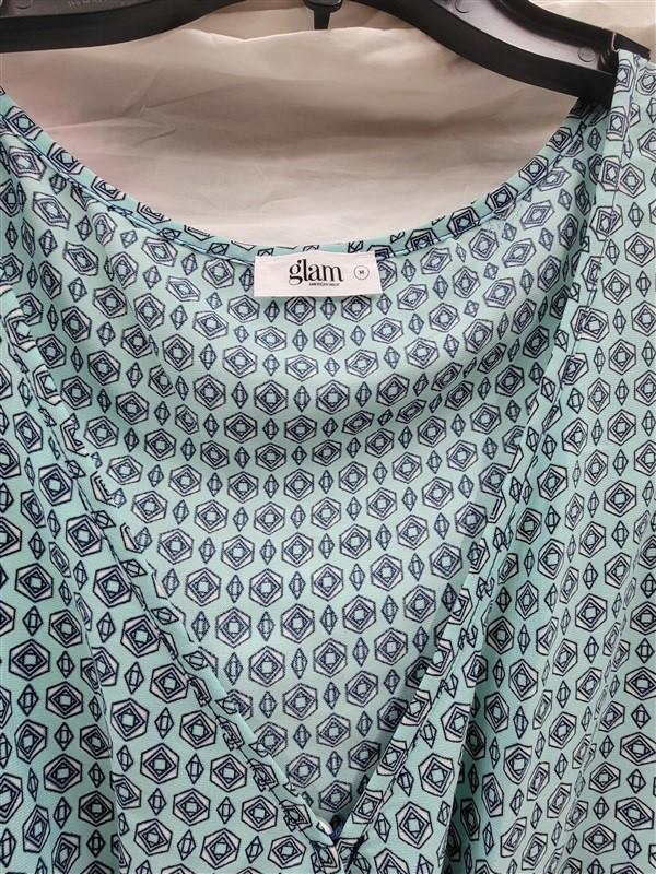 NWOT Glam Boutique M Sleeveless Aqua Geometric Romper 123234