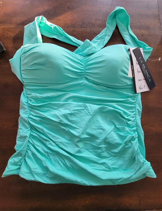 NWT La Blanca Island Goddess SZ 6 Halter Bandeau Tankini Swim Top green 123244