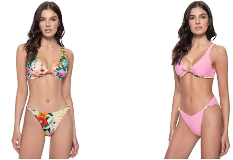 NWT Pilyq Anthropologie L Drew Knot Top Reversible Bikini Cheetah Floral 123245