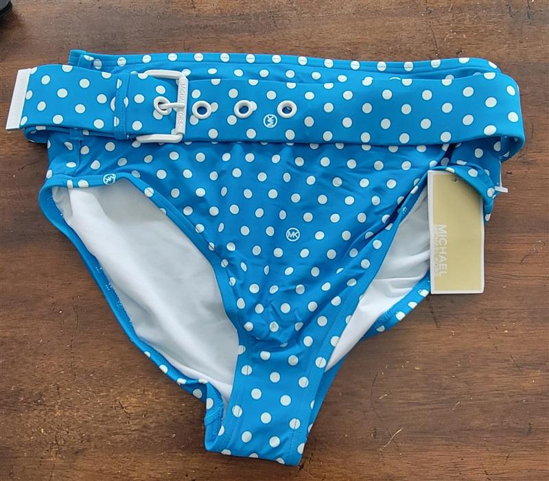 NWOT Michael Kors M High-Waist Belted Polka Dot Bikini Swim Bottom 123246