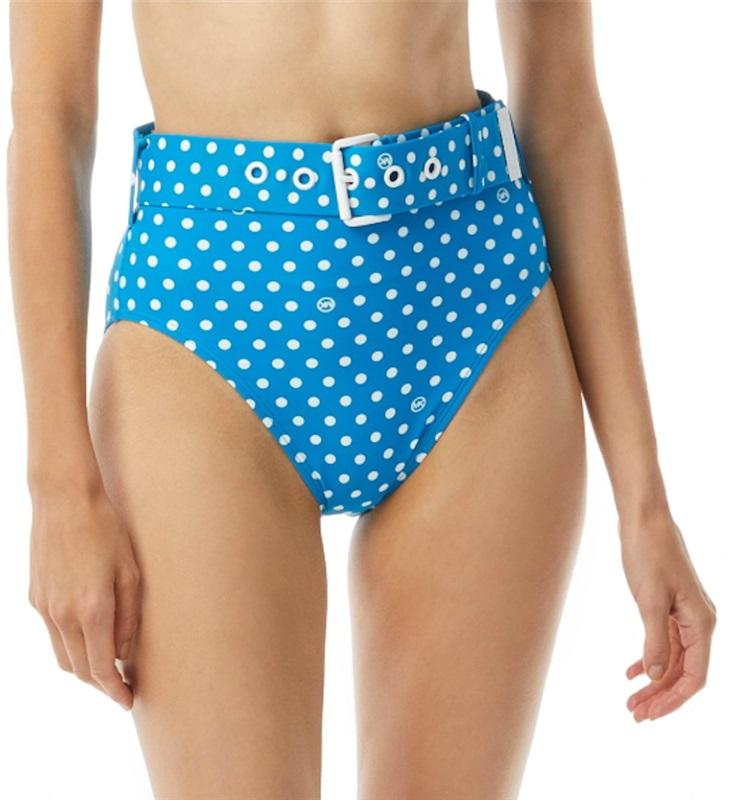 NWOT Michael Kors M High-Waist Belted Polka Dot Bikini Swim Bottom 123246