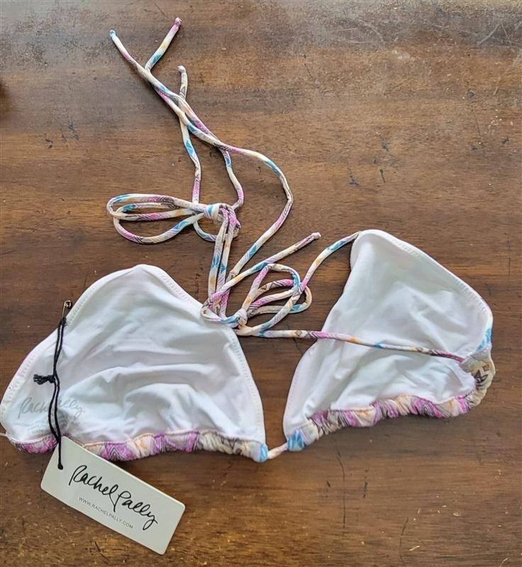 NWT Rachel Pally S Ibiza Zig Zag Triangle Tie Halter Bikini Swim Top 123247