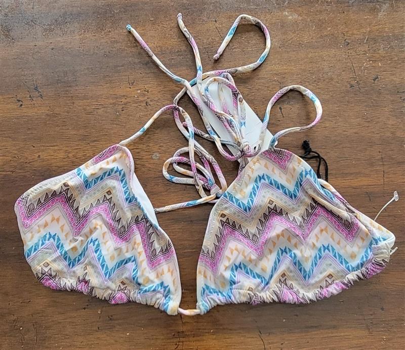 NWT Rachel Pally S Ibiza Zig Zag Triangle Tie Halter Bikini Swim Top 123247
