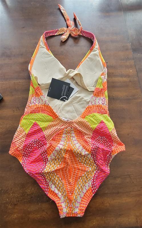 NWT Echo Havana 8 Geo Halter 1p Swimsuit Pink Orange 123252