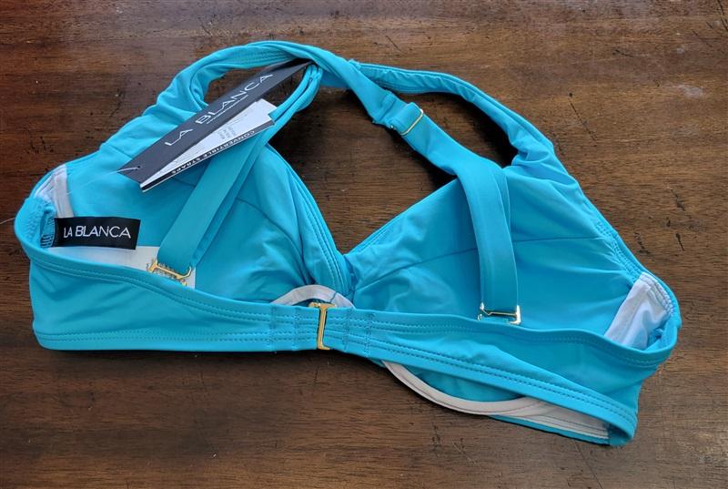 NWT La Blanca 12 Island Goddess Banded Blue Bra Bikini Top Aqua 123265