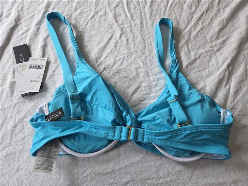 NWT La Blanca 12 Island Goddess Banded Blue Bra Bikini Top Aqua 123265