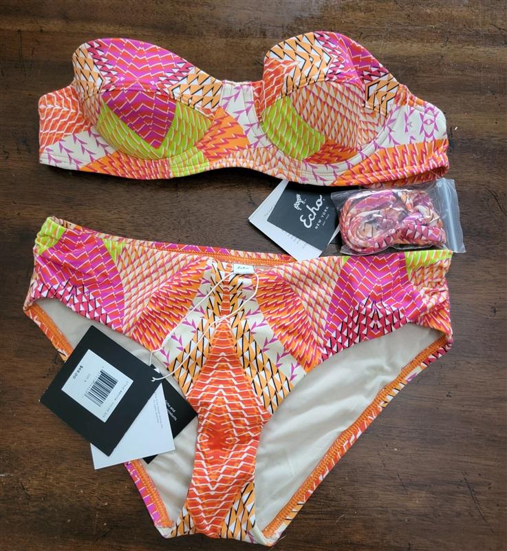 NWT Echo Havana Geo XS Underwire Bikini Top & Bottom Pink 123267