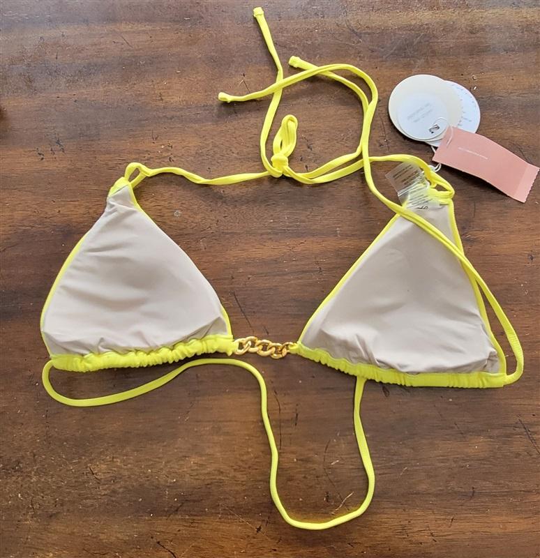 NWT Pilyq Small SSL Chain Tri Bikini Top Yellow 123268