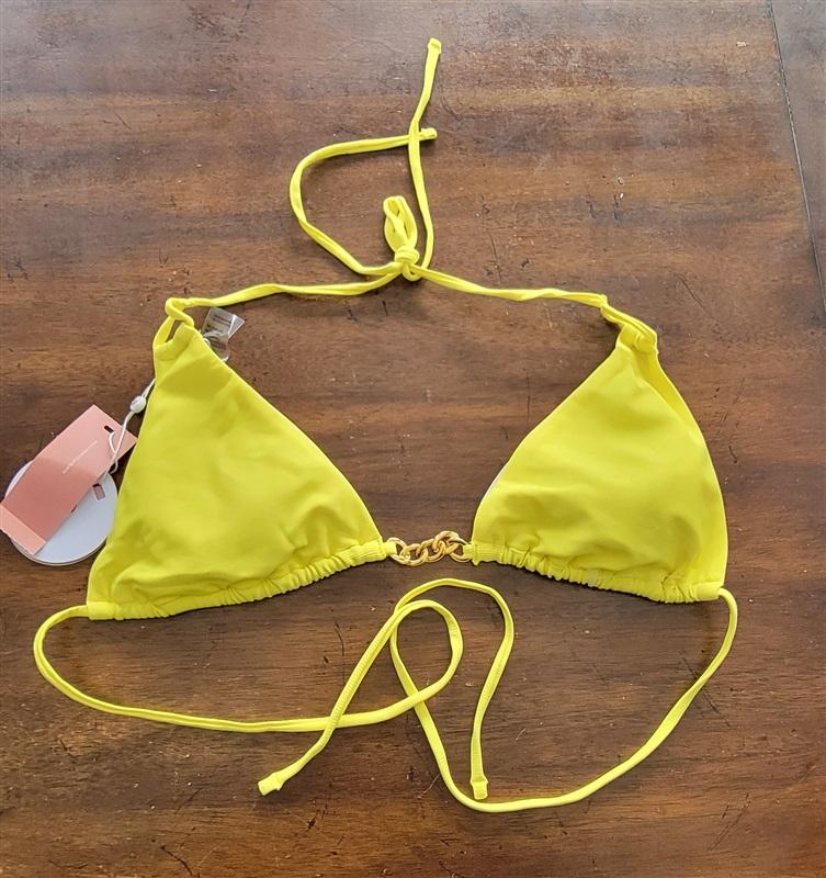 NWT Pilyq Small SSL Chain Tri Bikini Top Yellow 123268