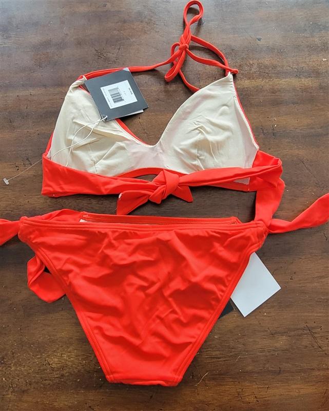 NWT Echo S Red Bikini Halter Top & Tie Side Bottom 123272