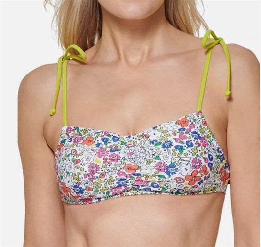 NWT Tommy Hilfiger M Floral Tie at Shoulder Bikini Top 123299