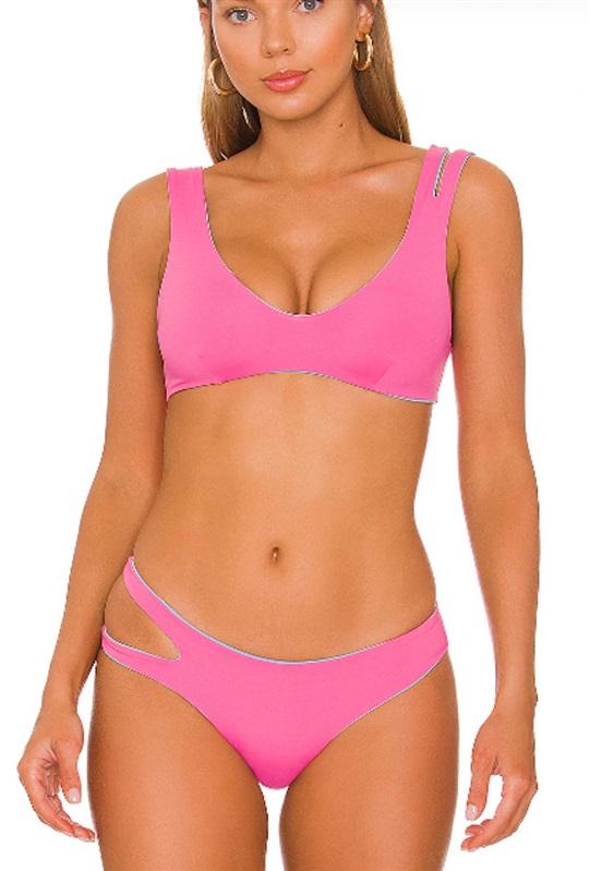 NWOT L*Space XS One Wave Bikini Bottom Reversible Blue & Pink 123315