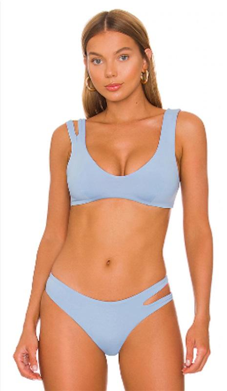 NWOT L*Space XS One Wave Bikini Bottom Reversible Blue & Pink 123315