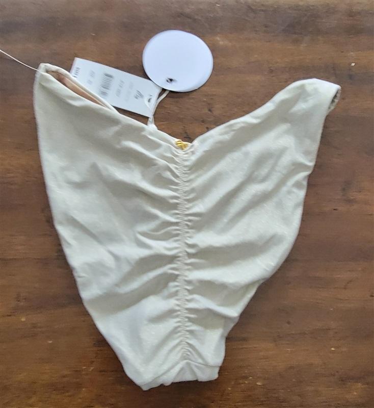 NWT Pilyq PQ S Eternal High Cut Full Bottom Bikini Swim Ivory Sparkle 123323