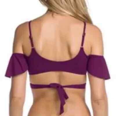NWOT Becca S Off-Shoulder Strappy Bikini Swim Top & Bottom Purple 123339
