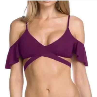 NWOT Becca S Off-Shoulder Strappy Bikini Swim Top & Bottom Purple 123339