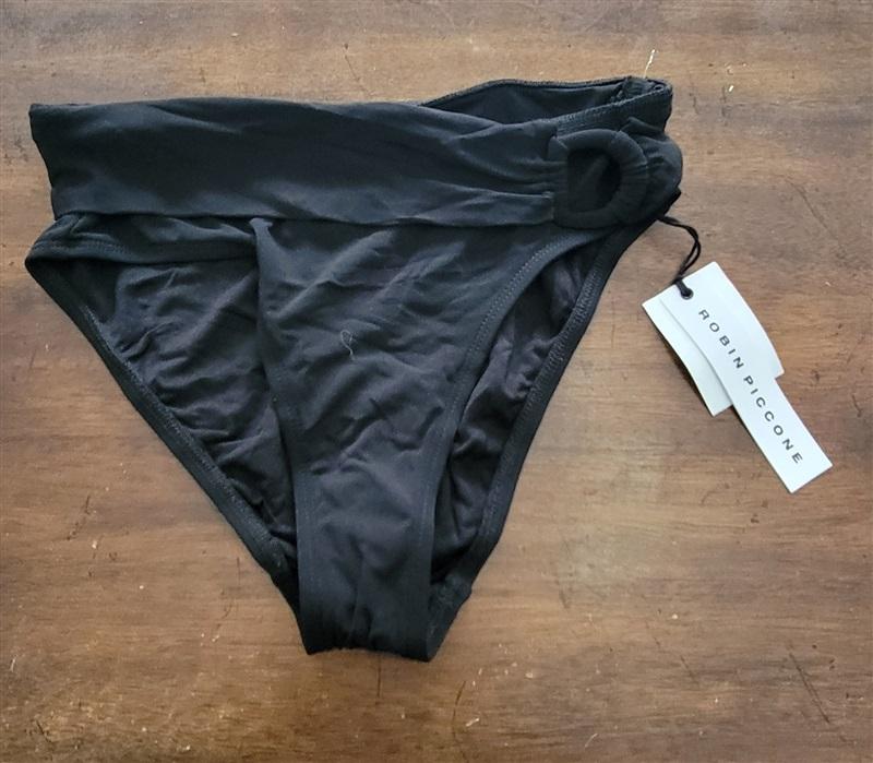 NWT Robin Piccone Kate XS High Waist Bikini Bottoms Black 123341