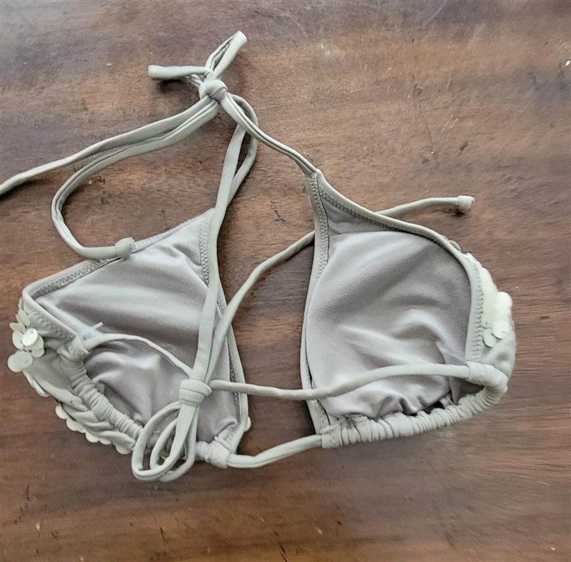 NWOT Taupe Fish Scale Sequin Bikini Swim Top 123346
